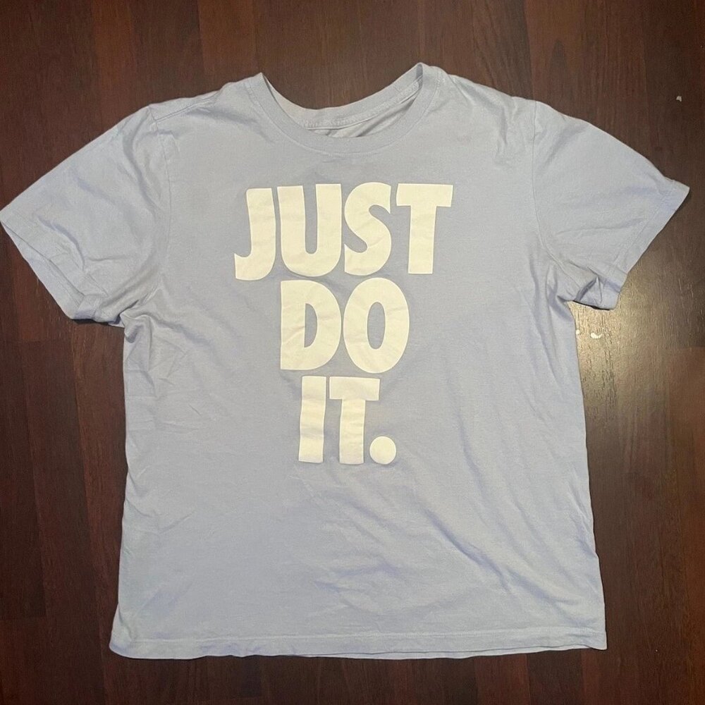 **BRAND NEW The Nike Tee ‘Just Do it' Mens Light Blue Graphic - Size XL Cotton